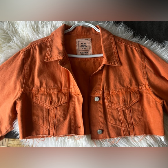 Orange Pull & Bear Jean Jacket size S - Picture 4 of 4